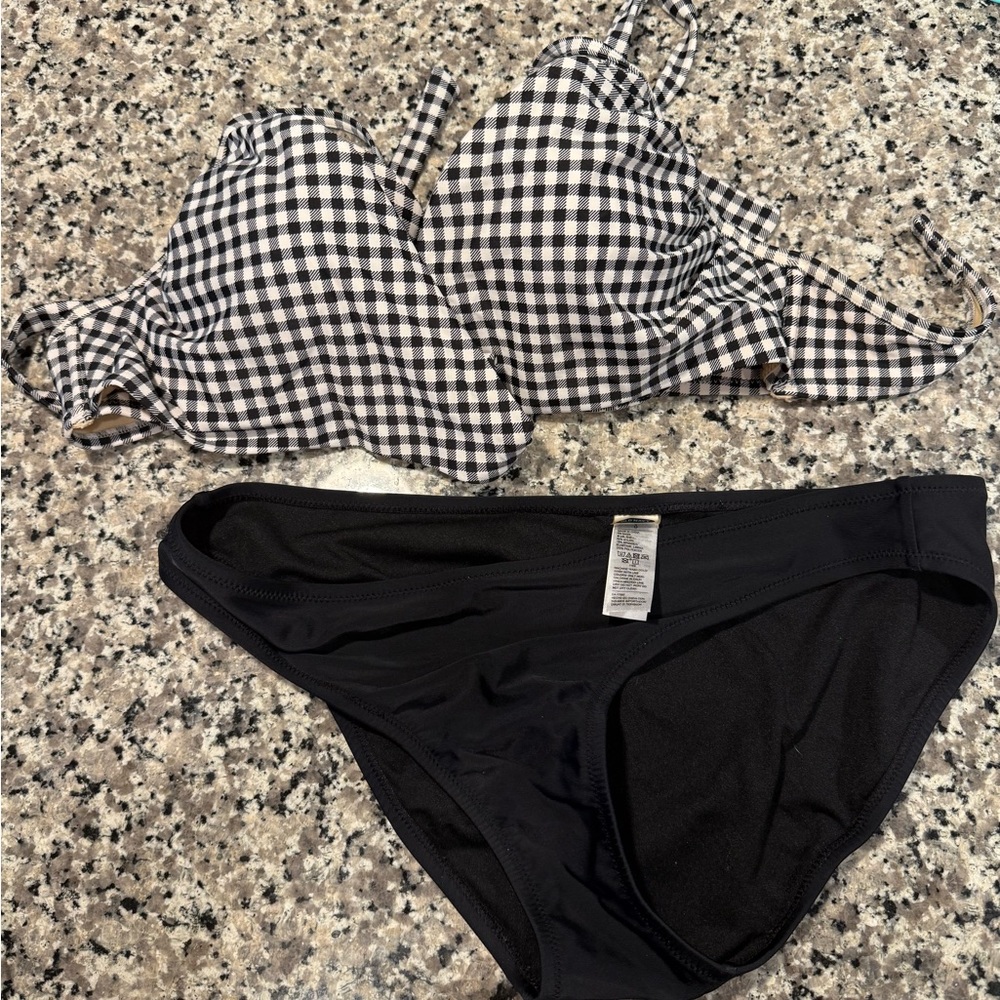 Old Navy Black and White Checkered Bikini